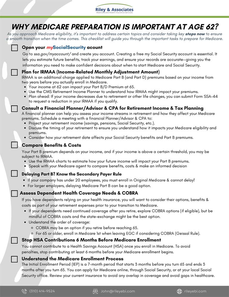 Planning Medicare At 62 Checklist cover